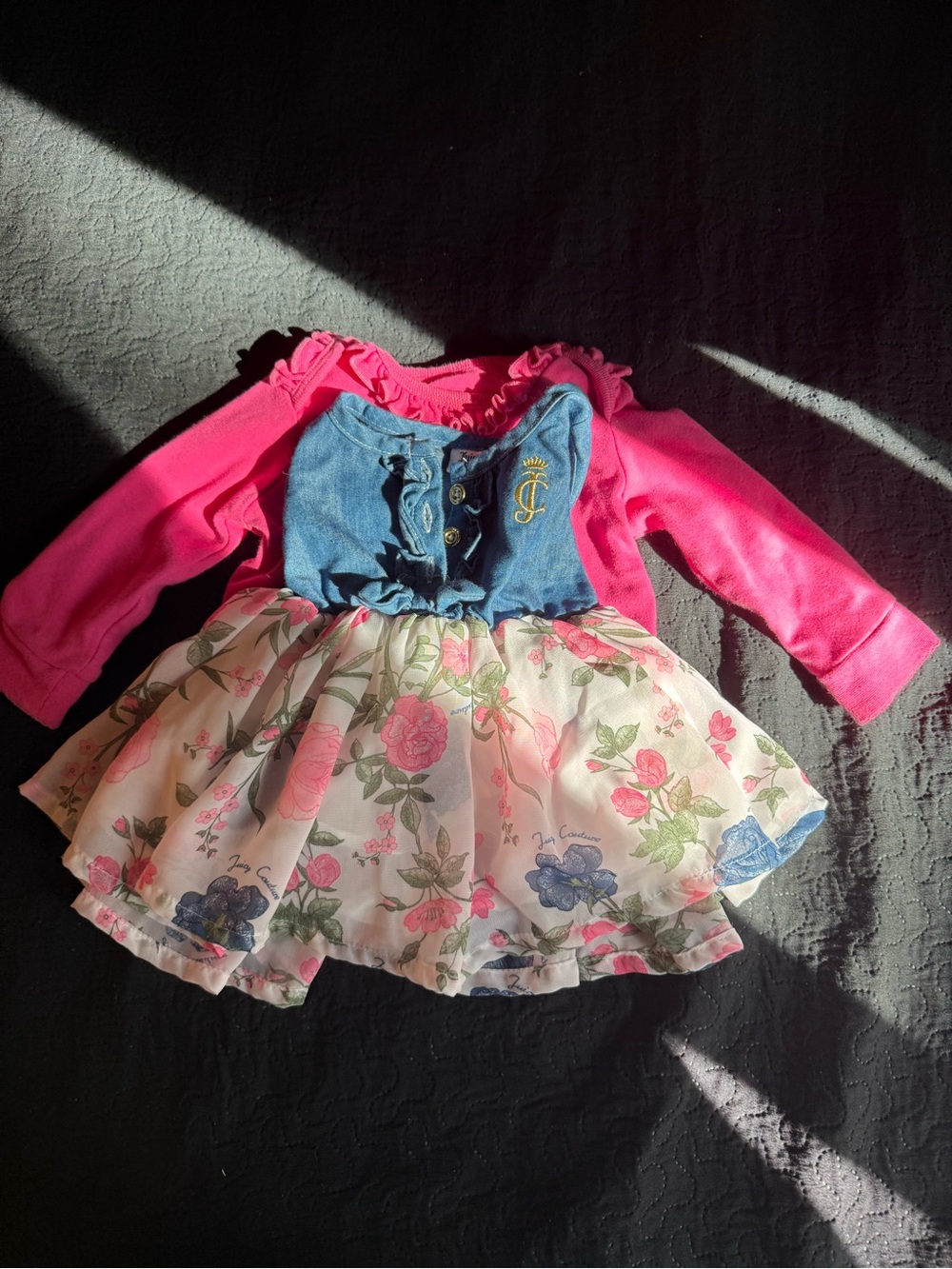 Juicy Couture Pink and Blue Girls’ Floral Denim-Style Dress